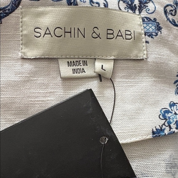 New Sachin + Babi Alyssa Caftan Indigo/Ivory Beaded Red Garland Size L - Picture 13 of 16